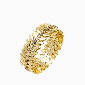 Adina Eden Gold Leaf Crown Ring with CZ stones NEW